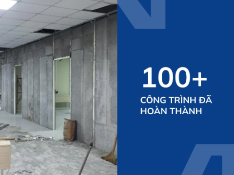 Vách ngăn văn phòng nhằn bằng tấm bê tông nhẹ