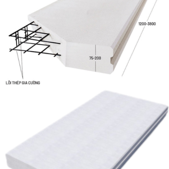 Bê tông nhẹ 100x600x3000- 2 lõi thép